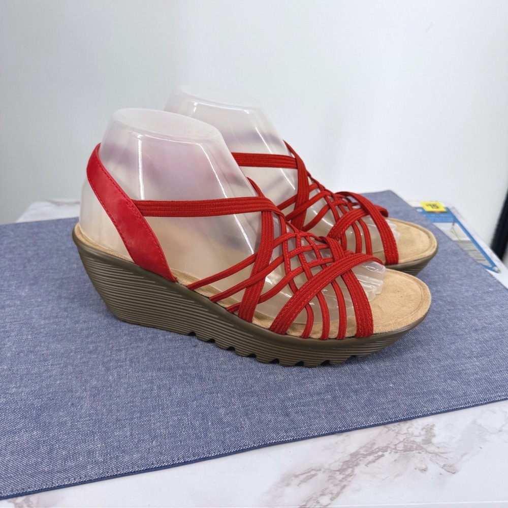 Skechers Red Strappy Wedge Sandals